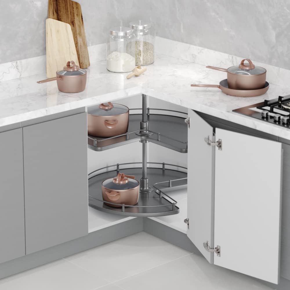 FittingsCo 3/4 Carousel Kitchen Corner Cabinet 740mm Diameter Anthracite