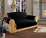 Elegance Linen Quilted Slip Cover Water-Absorbent Furniture Protector for Sofa, Black