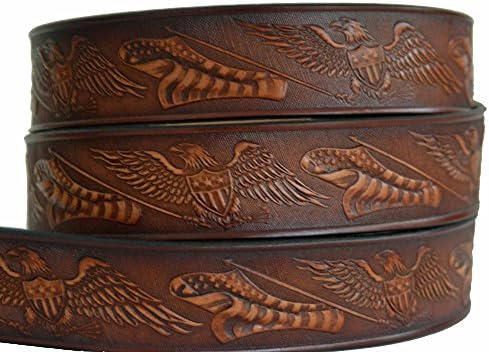 Eagle American Flag Brown Leather Name Belt Personalized for Men and Women