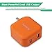 Lumsing Dual USB wall charger compact travel charging hub with Foldable Power Adapter for iPhone iPad Samsung Galaxy Smartphones Tablets(Orange)