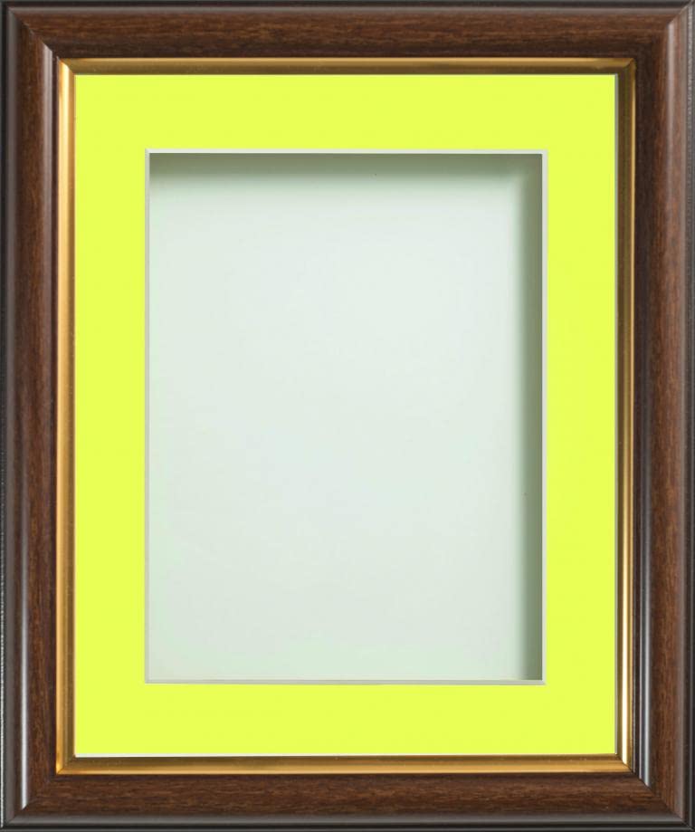 Frame Company Eldridge Mahogany Photo Frame with Lemon Bon Bon Mount, 8x6 for 6x4 inch, fitted with perspex
