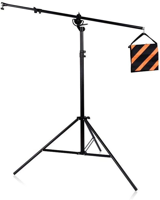 9feet/110inch/280cm Two Way Rotatable Aluminum Adjustable Tripod Boom Light Stand with Sandbag for Studio Photography Video