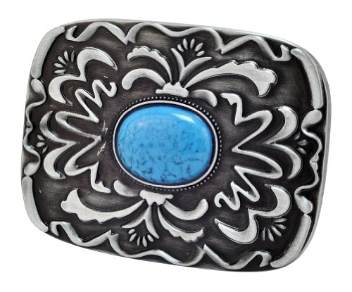 Buckle Rage Womens Native American Western Turquoise Stone Belt Buckle Silver