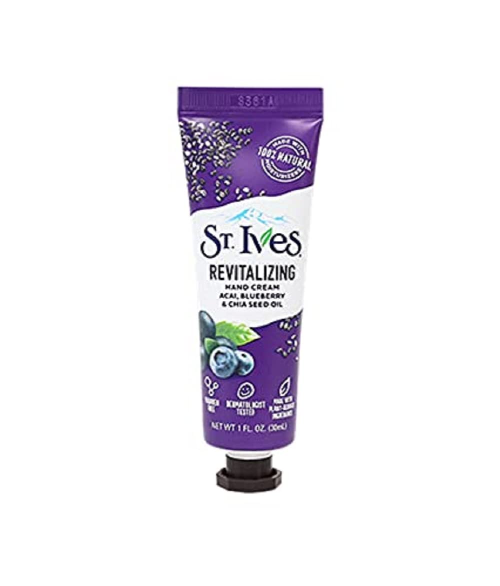 St Ives Hand Cream 30ml Revitalising Acai, Blueberry & Chai Seed Oil