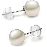 NORBU S925, AAAA+ Round Freshwater Stud Pearl Earrings for Women, Timeless Elegant Gifts for Her Mom Wife, Mothers Day/Wedding Anniversary/Christams