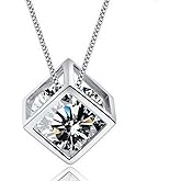 Wenbin 925 Sterling Silver Diamond Pendant Necklace Halo Solitaire Cubic Zirconia Ladies Necklace