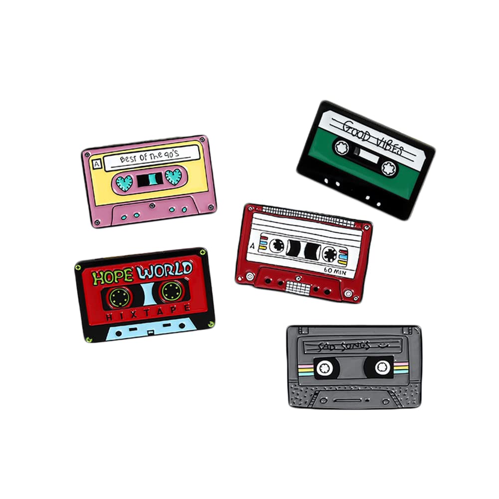 Creative Alloy Badge PIN Cartoon Dripping Video Tape Series Cute Brooch 5pcs Fashion Backpack Clothes Decorative Jewelry Friend Gift