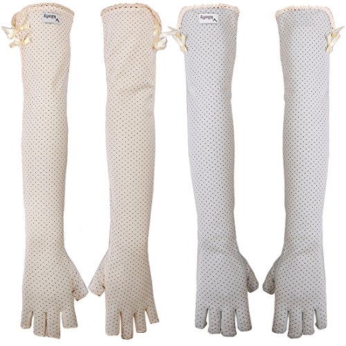 kilofly Women's Long Anti-UV Breathable Arm Sun Block Driving Gloves, 2 Pairs