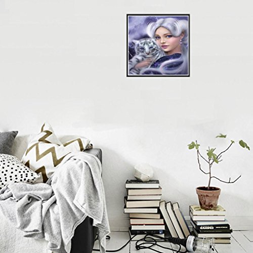 Clearance!!Canvas + Diamond Embroidery Paintings,5D DIY Rhinestone Pasted Painting Cross Stitch (A)