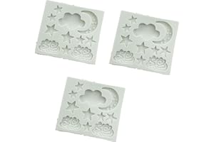 3Pcs Star Moon Clouds Shaped Silicone Fondant Molds, Candy Chocolate Molds for DIY Cake Fondant Cookie Cloud Fondant Mold Moo