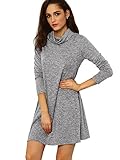 SheIn Women's Casual Long Sleeve Cowl Neck Tunic T-Shirt Dress