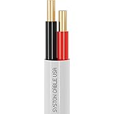 Syston 22/2 Alarm Control Cable, Solid Copper, CMP Unshielded, White 100 FT | Fire Security Burglar Station LED Lighting Wire, Plenum-Rated CL3P, UL and/or ETL Listed, for Indoor/Outdoor Low Voltage Use