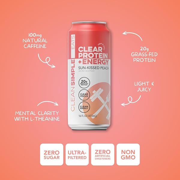 CLEAR PROTEIN + ENERGY SUN-KISSED PEACH 16 OZ CAN – 12 PACK