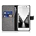 kwmobile Wallet case canvas cover for HTC 10 - Flip case with card slot and stand in grey black