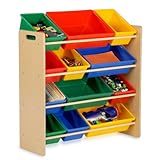 Honey-Can-Do SRT-01602 Kids Toy Organizer and Storage Bins, Natural/Primary (Kitchen)