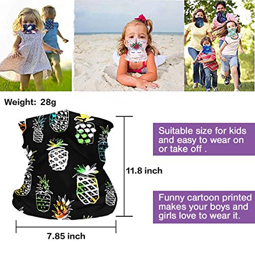 DOMEI 2Pcs Bandana Neck Gaiters for Kids, Breathable Kids Scarf Mask, Cooling Face Scarf for Kids