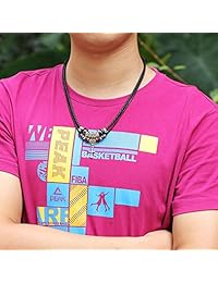 More Fun - Collar de piel trenzada de doble capa, estilo vintage, con colgante de cruz