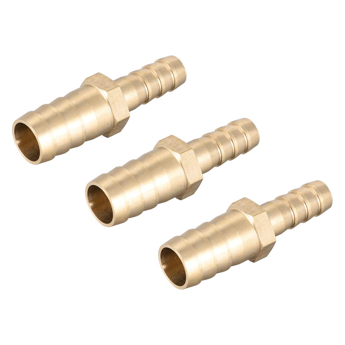 sourcing map Straight Brass Barb Fitting Reducer, Fit Hose ID 12mm to 8mm 3pcs