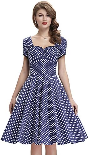 Women's Polka Dots Vintage Casual Dress for Cocktail Party XL