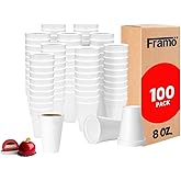 8 Oz Foam Coffee Cups, [100 Pack] Disposable Insulated Hot Drinkware for Home Office or Church, Sturdy White Foam Cups Serving Hot and Cold Beverages, Drink Service Daily, Ideal in Breakrooms