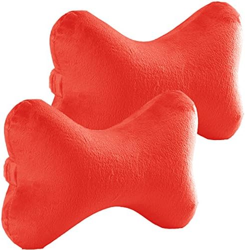Bookishbunny 2 Packs Dog Bone Shaped Travel Neck Memory Foam Pillows with Removable Velvet Cover for Car Bus Truck Driving Comfort Head Rest Support (Black)