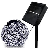 LED String Lights, Solar Christmas Lights 39ft 100 LED 8work Modes Ambiance lighting for Outdoor Patio Lawn Landscape Fairy Garden Home Wedding Holiday waterproof cold white