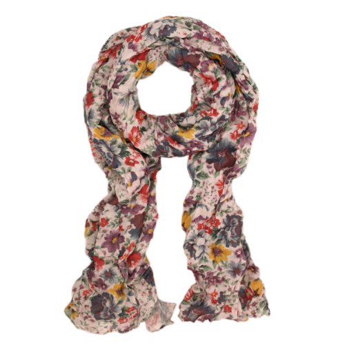 Premium Flower Print Scarf (2 Colors Available: Purple & Orange) - Purple