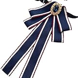 Crystal Ribbon Tie Men/Women Rhinestone Pre Tied Bow Collar Brooch Pin