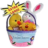 Plush Easter Basket For Baby - Toddler & Kids Of All Ages. Set Includes Plush Easter Bunny, Plush Easter Egg, Plush Easter Chick, Easter Basket