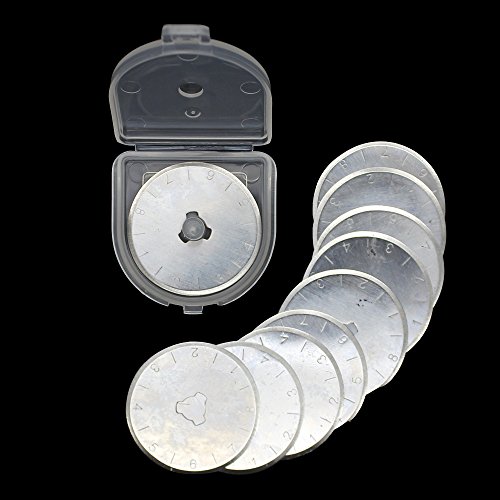 AUTOTOOLHOME Quilting 28mm Rotary Cutter Refill Replacement Blades Include Plastic Blade Storage Pack of 10