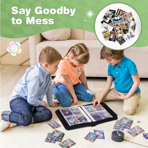 Card Binder,4-Pocket Binder for Cards Trading Sport Card Collection Binder Zipper with 50 Removable Sleeves, 400 Pockets Cards Collection Album Holder Cards Organizer,Good Gifts for Kids