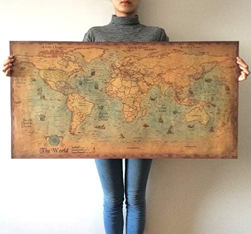 Daxey - Nautical Ocean Sea world map Retro old Art Paper Painting Home Decor Sticker Living Room Poster Cafe Antique poster [ 50 * 100cm ]