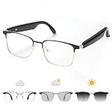 Bluetooth Audio Smart Glasses, Blue Light Glasses for Women Men,Open Ear Sound Mic & Speakers, Magnetic Charging, Color-Changing Polarized Sunglasses Lenses, Voice Assistant(GS06G