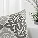 HWY 50 Grey Gray Decorative Throw Pillow Covers 18x18 Inch (1 Piece), Embroidered Cotton Farmhouse Cushion Cover Pillow Case for Sofa Couch Living Room Bed Bedroon, Floral Geometric