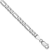 FB Jewels Solid 14K White Gold 4.5mm Flat Figaro Chain