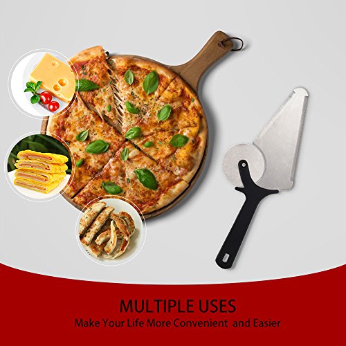 Pizza Cut wheel - ANKOU Spatula Server Stainless Steel Razor Sharp Cutter for Pizza, Pie,Bread - Professional 3-In-1 Pie Server Cutter - Easy to Use& Dishwasher Safe
