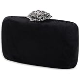 CORIOS Velvet Clutch Bag for Women Diamond Flower Lock Evening Bag Sparkly Rhinestone Handbag Bridal Wedding Purse