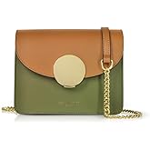 LeParmentier New Ondina Mini Color Block Shoulder Bag, Calf Leather, Gold Hardware, 6.7 x 5.1 x 3 inches