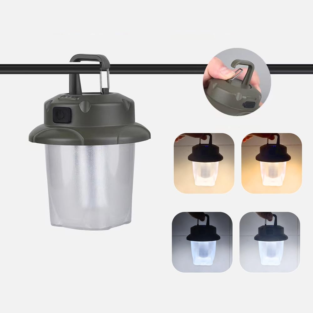 LED Rechargeable Mini Camping Light, Outdoor Portable Lighting with Keychain, 4-Mode White and Warm Pineal Light.