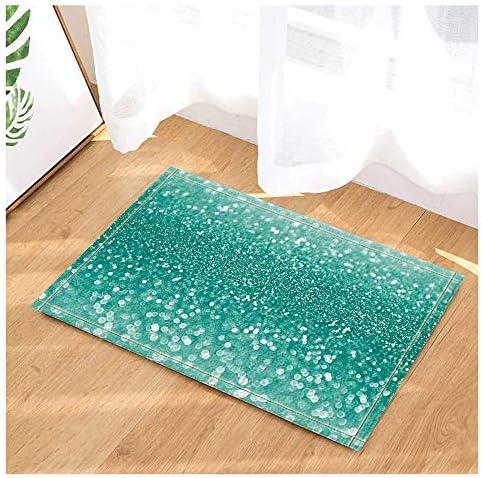 FEIYANG Christmas Decor Green Sequin Curtain Panel for Wedding Party Bath Rugs Non-Slip Doormat Floor Entryways Indoor Front Door Mat Kids Bath Mat 60X40CM Bathroom Accessories