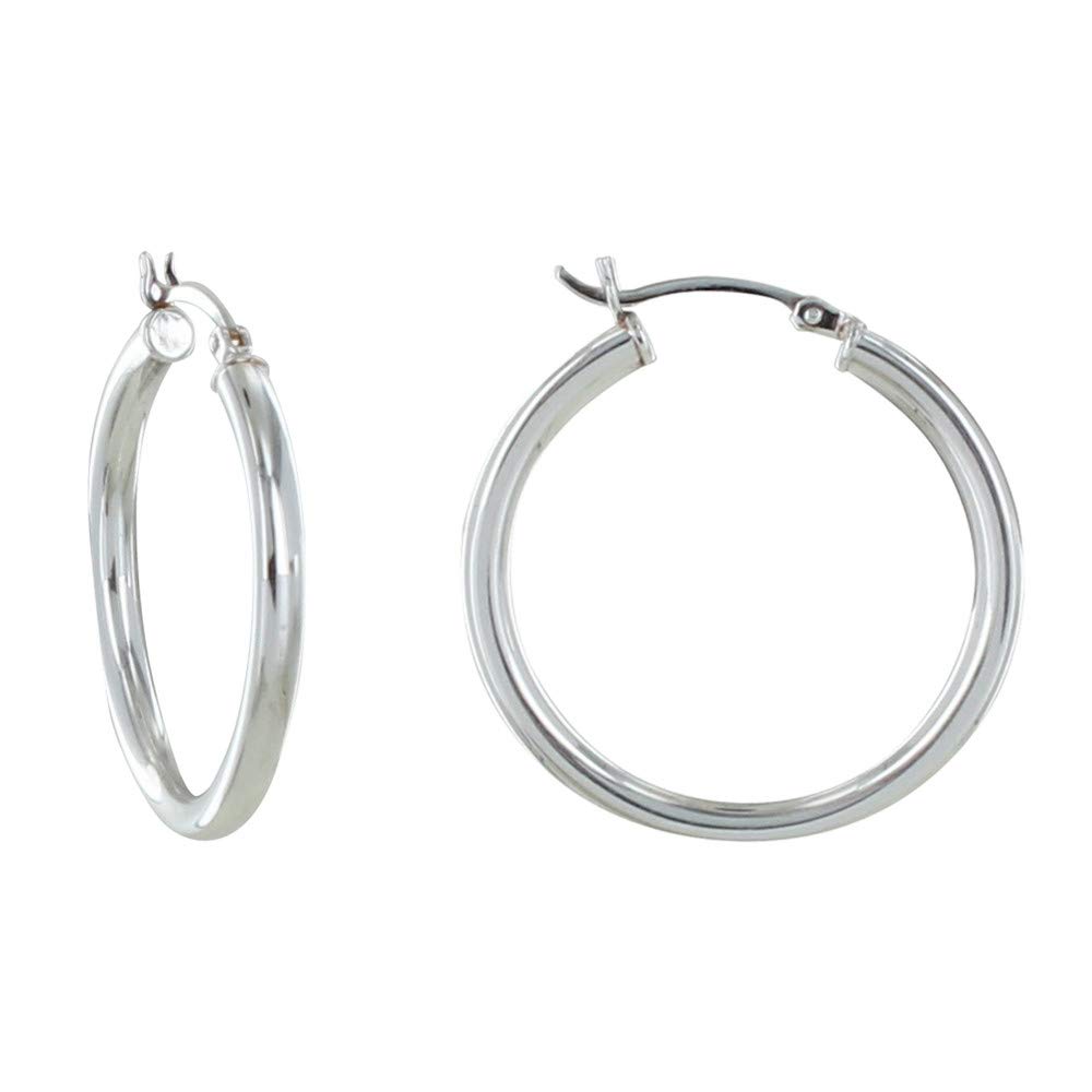 LES POULETTES BIJOUX - Sterling Silver 925 Earrings Average Round Hoop 3cm