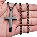 FUNRUN Stainless Steel Black Cross Pendant Necklace Womens Mens,Black Chain 24''