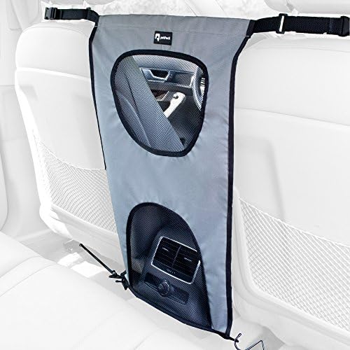 PETFECT Dog Car Back Seat Barrier - Lightweight, Durable & Perfect for Pets w/ Upper Eye-Contact Net (Grey)