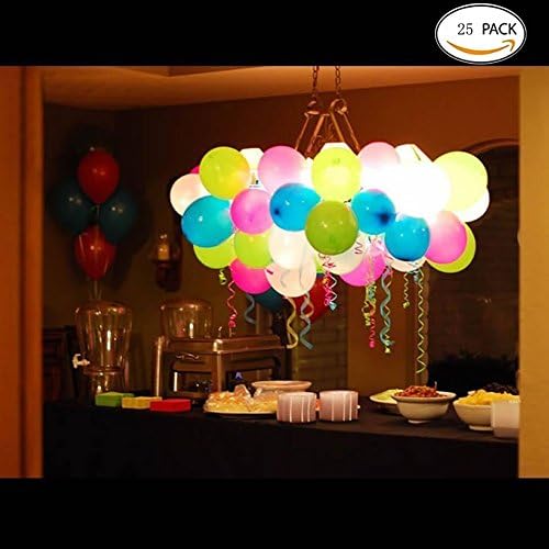 24 PCS LED Light up Balloons Flashing Party Balloons Mixed Color Balloon with 1 PCS Ribbon for Birthday Wedding Festival Party by LUCKDAYL