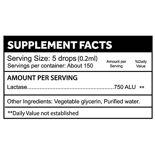 Liquid Lactase Enzyme Drops 1.0 Fl Oz (30 ML) (150 Servings) on Galleon