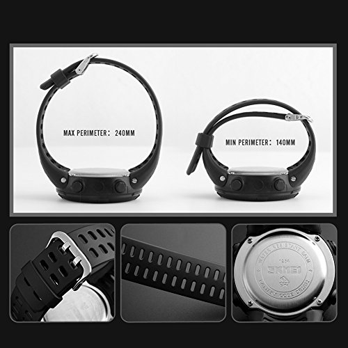 Men's Outdoor Survival Sports Digital Led Watches With Compass 5ATM Water Countdown 3 Alarm Stopwatch (Army Green)