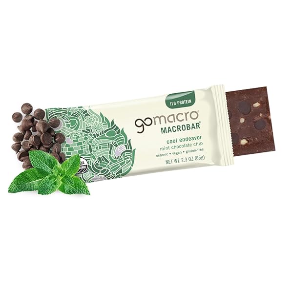 GOMACRO MACROBAR ORGANIC VEGAN PROTEIN BARS – MINT CHOCOLATE CHIP, 2.3 OUNCE BARS, (PACK OF 12)