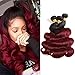 Seelaak 1B 99J Ombre Brazilian Body Wave Hair 3 Bundles, 10A Grade Burgundy Dark Red Bodywave Weave Human Hair Extensions 100g/pcs, 100% Unprocessed Hair (10