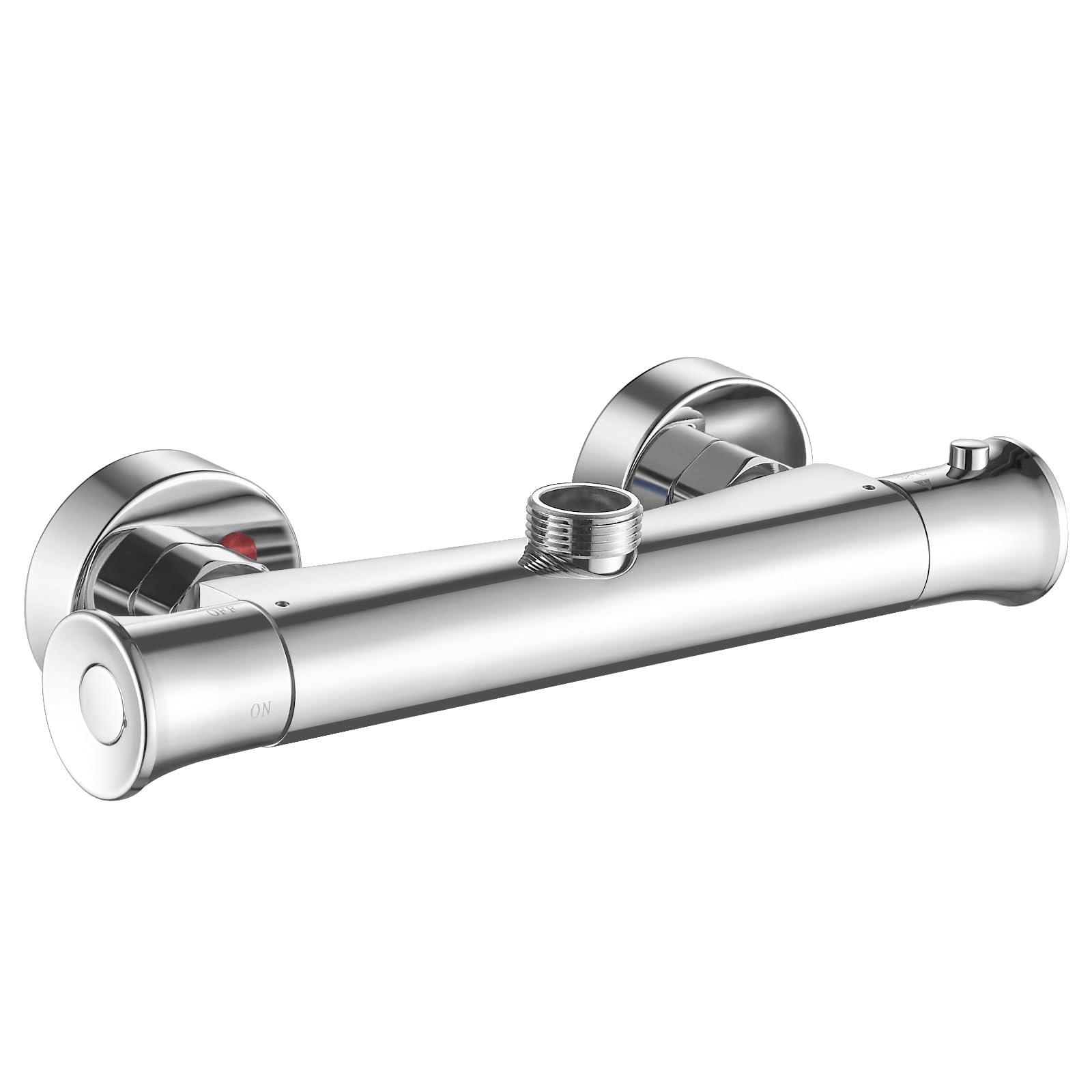 Coleniny Thermostatic Shower Mixer Top Outlet 3/4"(26mm), Brass Thermostatic Bar Shower Mixer Valve Anti Scald Tap, Outlet Up Shower Valve with 3/4" to 1/2"(21mm) BSP Pipe Adaptor, Chrome
