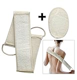 Clearance Sale - Bassion Exfoliating Loofah Strap Belt, Loofah Back and Body Scrubber for Shower, 100% Natural High Quality Loofah - Satisfaction Guarantee
